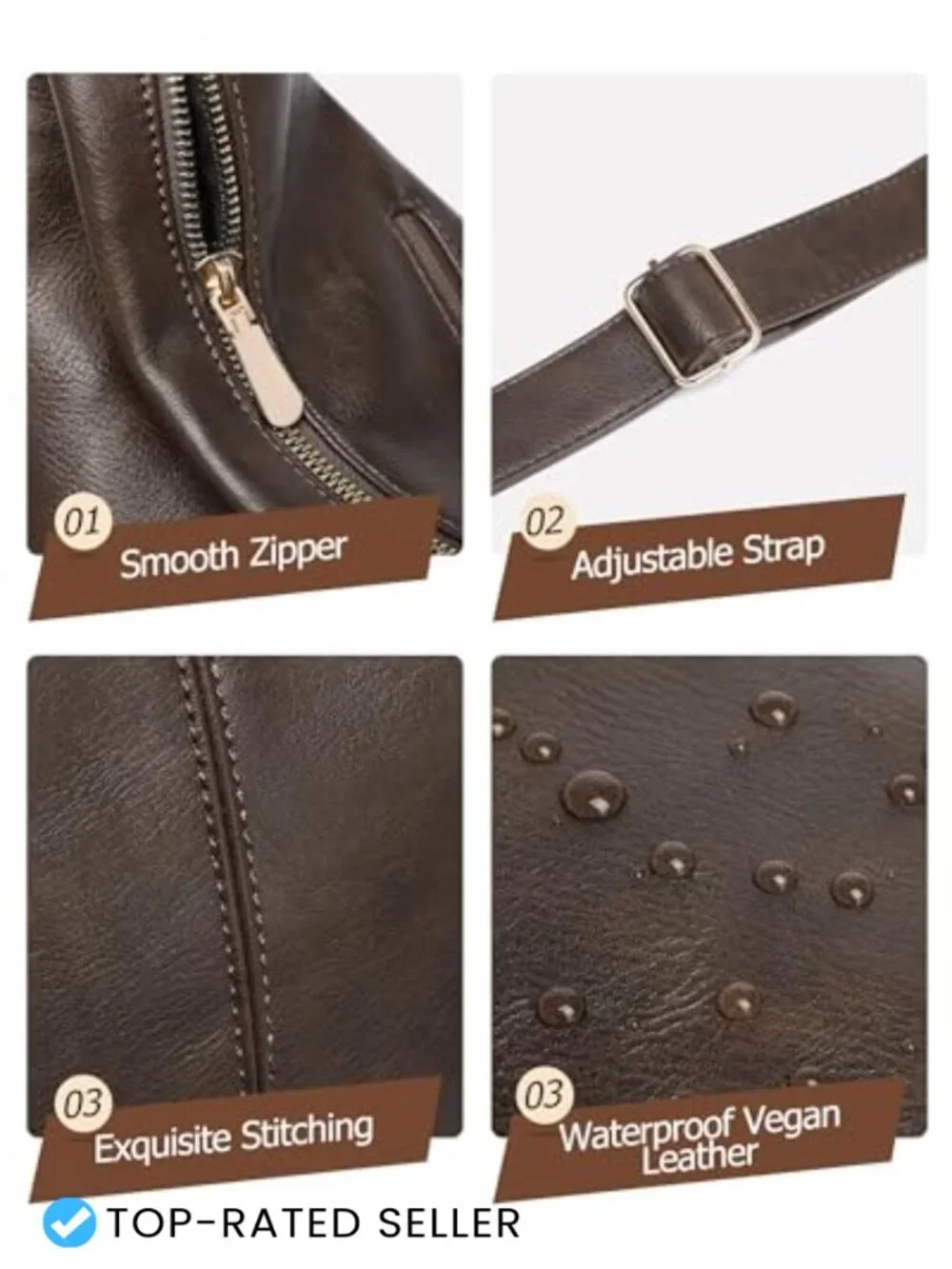 Soft Vegan Leather Hobo Bag Crossbody Shoulder Handbag Tote Purse
